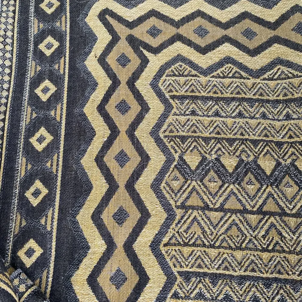 CHICO'S Womens Shawl Wrap Multicolor Blue Brown Fringed OS 100%‎ Wool 84”x26”
